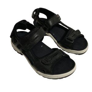 Ecco Mens Offroad Yucatan Upcycle Black Hook & Loop Strappy Sandals Size 41